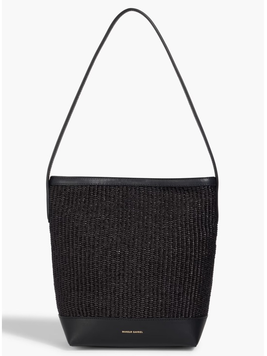 Mansur Gavriel Handbags - Mansur Gavriel Black Woven Tote with Leather Trim NWT